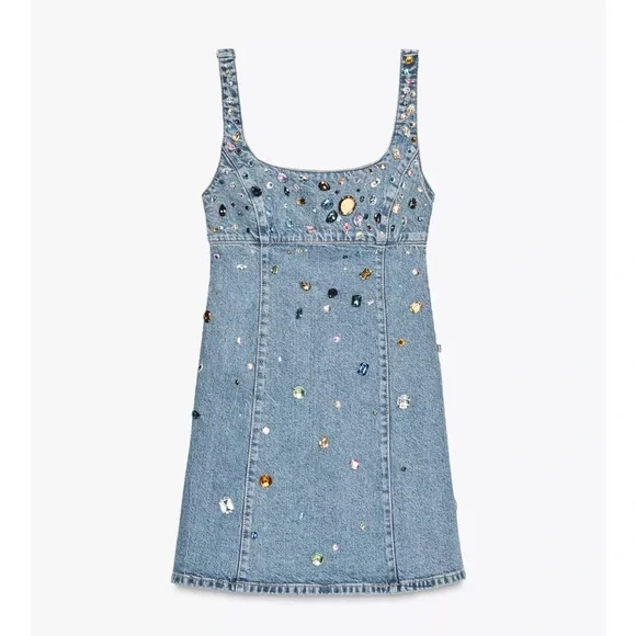 Zara TRF Jewel Denim Dress - Picture 4 of 6